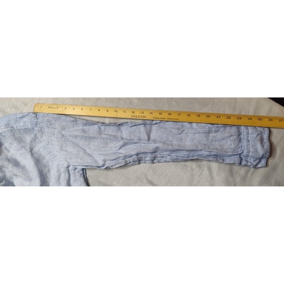 VICTOR Men Size 2XL Blue Dye 100% LINEN Long Sleeve Button Shirt Made In Spain - Picture 11 of 14